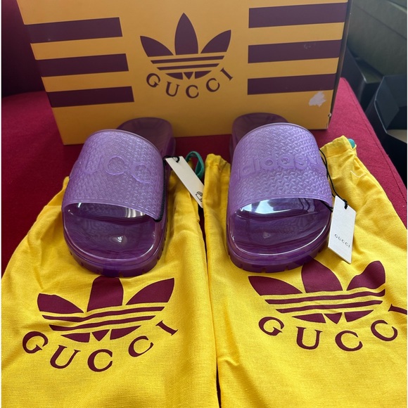 Gucci X Adidas, rubber slides new with tags - Picture 2 of 8